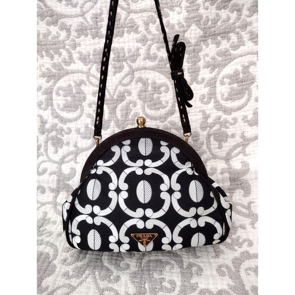 PRADA x Holliday & Brown RARE 2002 Archival Silk/Suede Kiss-Lock Mini Frame Bag